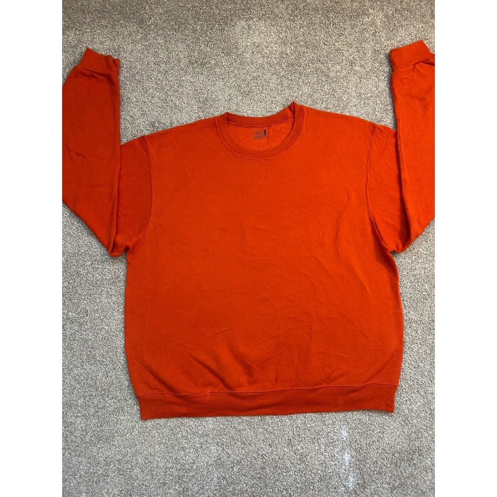 Fruit of the Loom Sweatshirt Mens Large Orange Crewneck Fleece Pullover